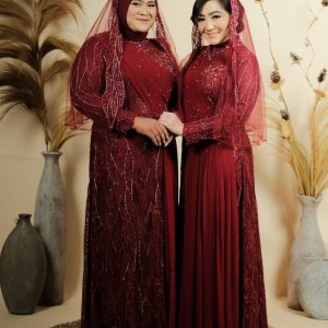 Dress Mama Maroon Selendang
