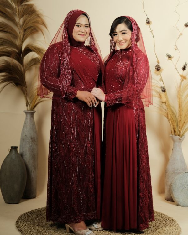 Dress Mama Maroon Selendang
